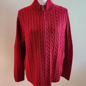 LL Bean NWOT Red zip-front sweater, size XL